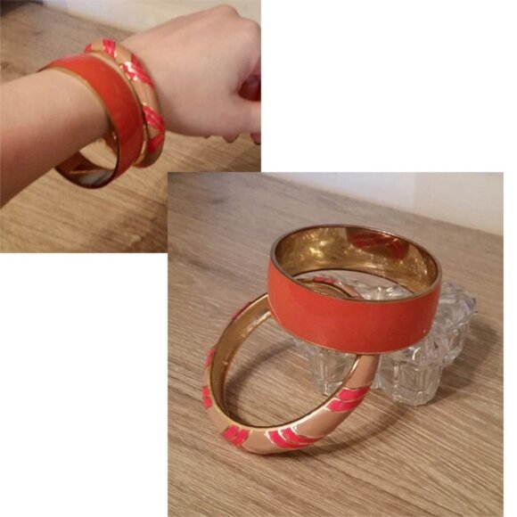 Bundle lot of 2 J.crew enamel bangles, stackable, layering, trendy, colorful. - Picture 2 of 4